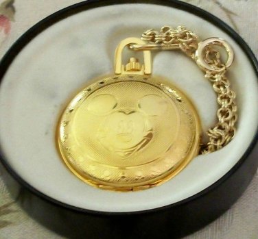 Brand-New Disney Verichon Gold Icon Mickey Mouse Pocket Watch! HTF! Stunning!