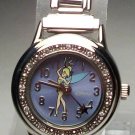 Brand-New Disney Rhinestone Encrusted Animated Tinkerbell Italian Charm Watch!