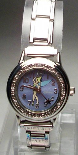 Brand-New Disney Rhinestone Encrusted Animated Tinkerbell Italian Charm Watch!