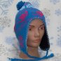 Skier Winter Ear Flap Ski Hat,Beanie,Cap,Toboggan,Earflap,# 340 Teal/Fuchsia