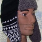 Russian/Pilot/Aviator/Trooper/Trapper Fleece Winter Hat,Ski,# 146 Black/White