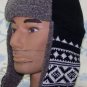 Russian/Pilot/Aviator/Trooper/Trapper Fleece Winter Hat,Ski,# 146 Black/White