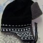 Russian/Pilot/Aviator/Trooper/Trapper Fleece Winter Hat,Ski,# 146 Black/White
