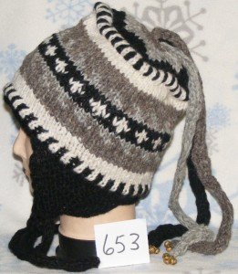 Wool Winter Ear Flap Ski Hat,Cap,Beanie,Stocking,Snowboard,Nepal,Dreadlock,# 653