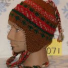 100% Wool Winter Ear Flap Ski Cap,Hat,Earflap,Beanie,Made in Nepal,Small,# 071