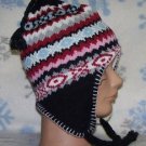 Tribal Winter Ear Flap Ski,Hat,Cap,Beanie,Earflap,Stocking,Aviator,# 324 Black
