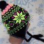 Neon Snowflake Winter Ear Flap Ski Hat,Beanie,Earflap,Stocking,Cap,# 338 Yellow