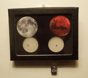 Moon and Mars Rocks Display, Meteorite Fragments of Two Worlds