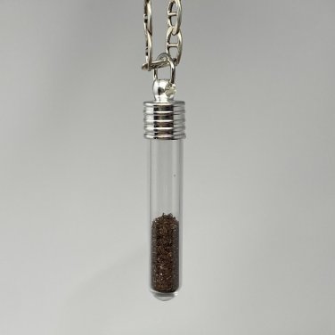 Stardust Meteorite Pendant, Glass Vial of Glittering Iron Meteorite