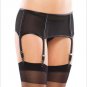 Powermesh And Vinyl Garter Belt black XL