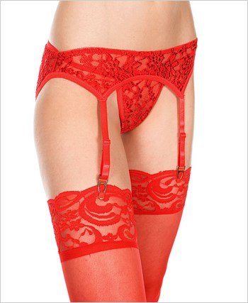 Heart Lace Garterbelt w.Thong BLACK One Size