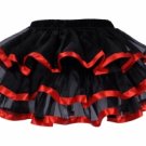Layered Satin Trim Petticoat black/red One Size