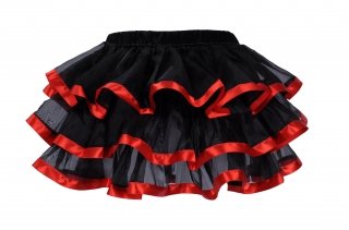 Layered Satin Trim Petticoat black/red One Size