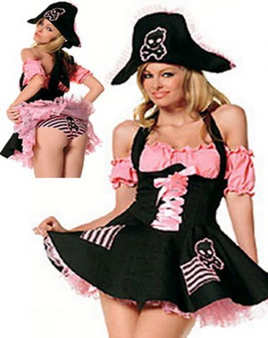 Pirate Adult Hallween Costume black/pink S