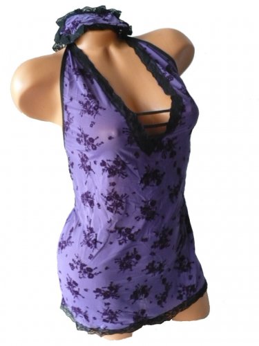 3-pc Floral Chemise Set purple L