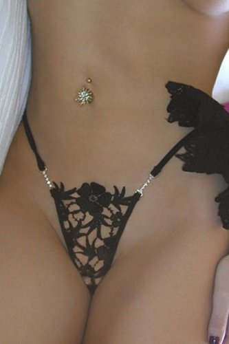 Lace Thong black One Size