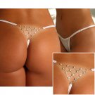 CAIU DO CEU Rhinestone Grid G-String white