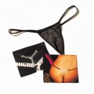 G-String with T-Back Onyx & Rhinestones One Size