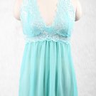 Plus Size Lace and Mesh Babydoll aqua