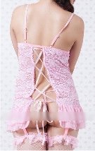 Lace Garter Dress pink XL