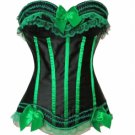 Lace Trim Satin Corset black/green L