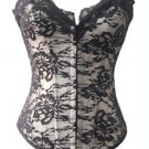 Lace Overlay Satin Corset black/nude M
