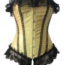 Lace Trim Satin Corset yellow M