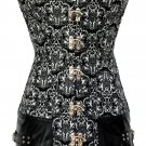 Vintage Print Corset with Leatherette Decor 1xl/2xl