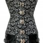 Vintage Print Corset with Leatherette Decor 1xl/2xl