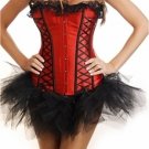 Lace-up Panels Satin Corset & Tutu red M