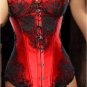 Lace Applique Satin Corset red/black M