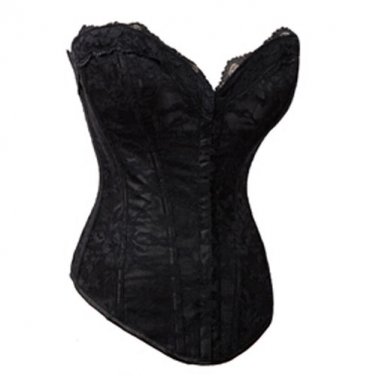 Lace Overlay Satin Corset black M