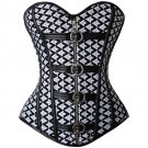Diamond Patterned Buckle Corset black/white M