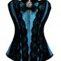 Gothic Eyelash Taffeta Corset blue/black L