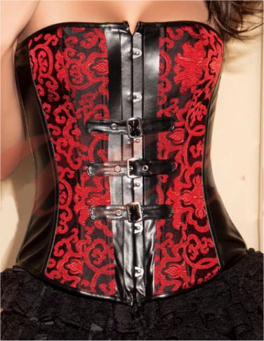 Damask and Leather Buckles Corset L