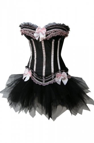 U/W Satin Corset & Tutu Skirt black/pink L