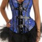 Vinyl Trim Buckles Brocade Corset & Tutu Skirt blue L