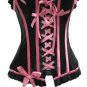 Pleat Trim Lace-up Corset black/pink L