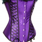 Lace-Up Panels Satin Corset purple XL