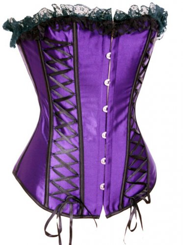 Lace-Up Panels Satin Corset purple XL