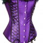 Lace-Up Panels Satin Corset purple XL