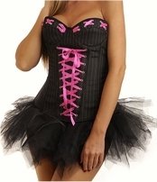 Pinstripe Contrast U/W Corset & Tutu XL