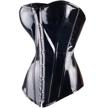 Black Patent PVC Vinyl Corset  L/XL