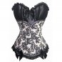 Floral Gathered Cup Corset  black/creme XL
