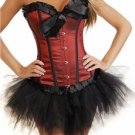 Pleat Trim Taffeta Corset & Tutu burgundy 1xl/2xl