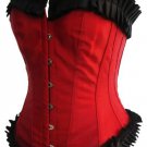 Large Pleat Trim Taffeta Corset red/black 1xl/2xl