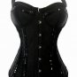 Sequin Panels Satin U/W Halter Corset black 1xl/2xl