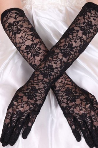 Elbow Length Lace Gloves black