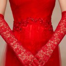 Elbow Length Lace Gloves red