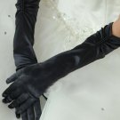 Stretch Satin Gloves with Bead String black